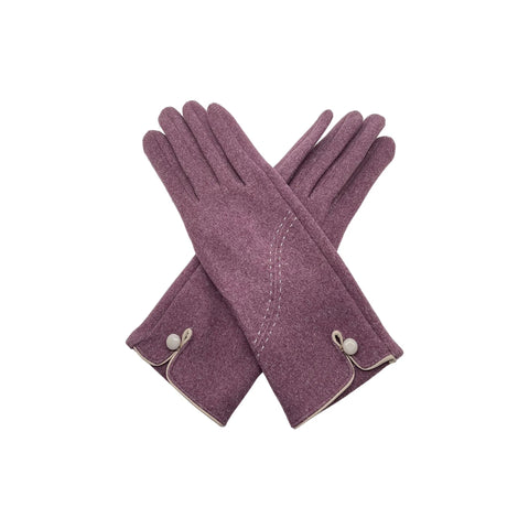 Women's Thermal Gloves with Stitch and One Button Detail
