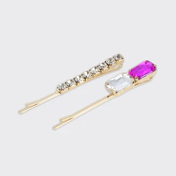 Diamante Set Of 2 Hairclips - Various Colours
