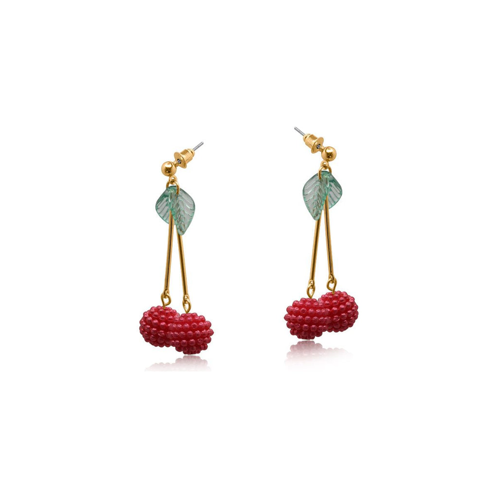 Lilly Beaded Cherry Earrings