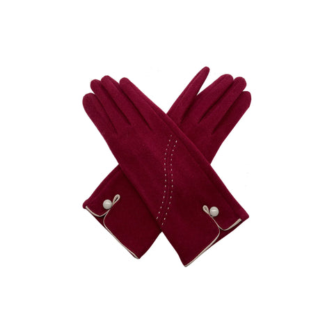 Women's Thermal Gloves with Stitch and One Button Detail