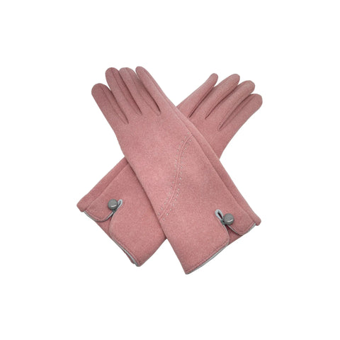 Women's Thermal Gloves with Stitch and One Button Detail