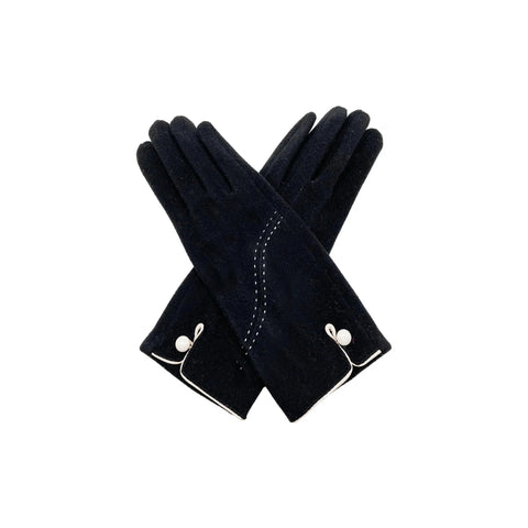 Women's Thermal Gloves with Stitch and One Button Detail