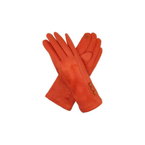 Velvet Fashion Gloves with Stich Detail and 3 Buttons