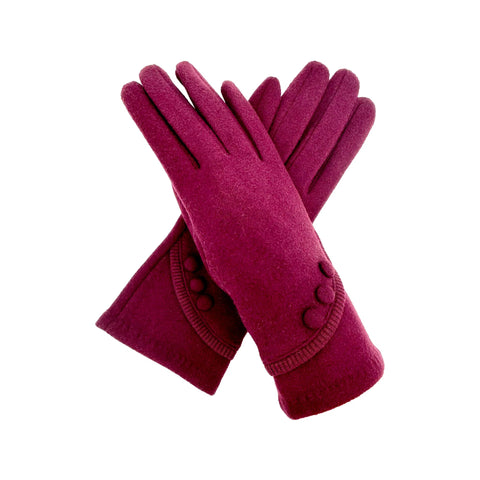 Plain 3 Button Touch Screen Gloves With Curve Detail
