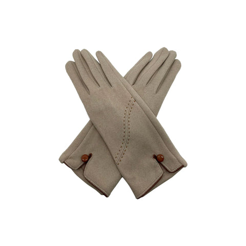 Women's Thermal Gloves with Stitch and One Button Detail