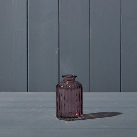 Mini Ribbed Glass Vase - Various Colours