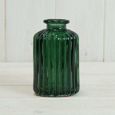 Mini Ribbed Glass Vase - Various Colours