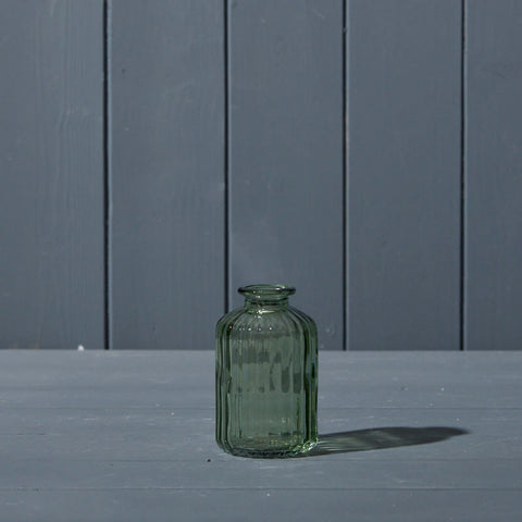 Mini Ribbed Glass Vase - Various Colours
