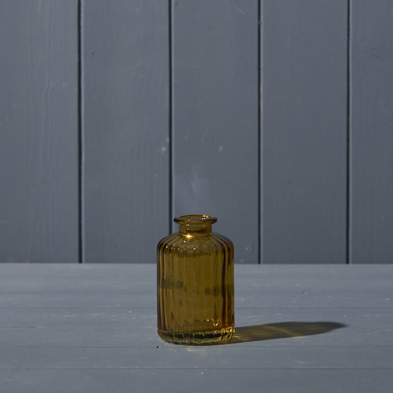 Mini Ribbed Glass Vase - Various Colours
