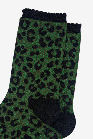 Glitter Leopard Print Socks - Various Colours