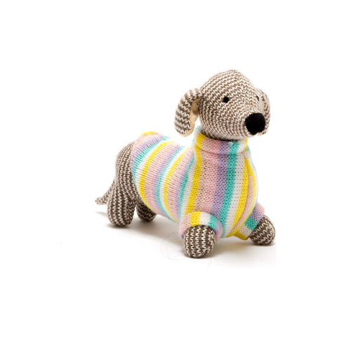Knitted Sausage Dog Rattle