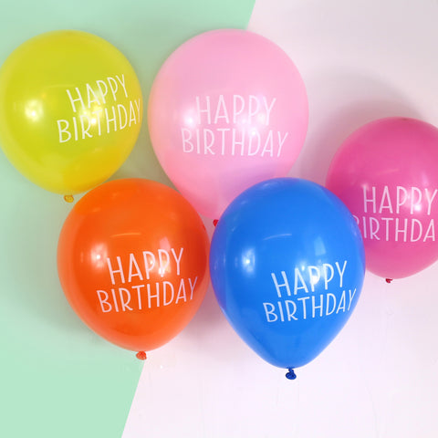 5 Multicoloured Happy Birthday Balloons