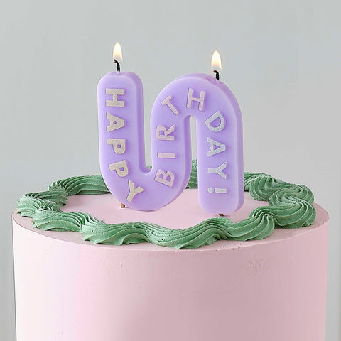 Wavy Pastel Happy Birthday Candle