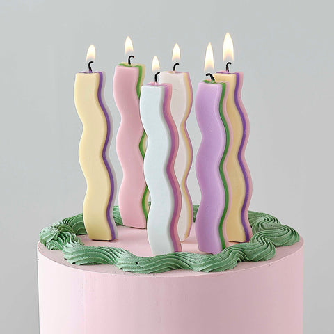 Wavy Pastel Happy Birthday Candles