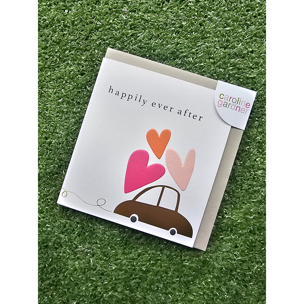 Happily Ever After Car And Hearts Card