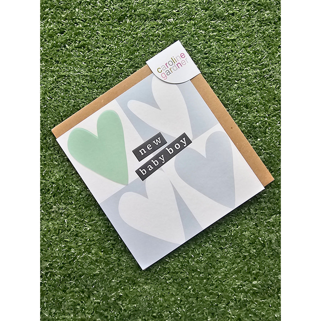 New Baby Boy Heart Grid Card
