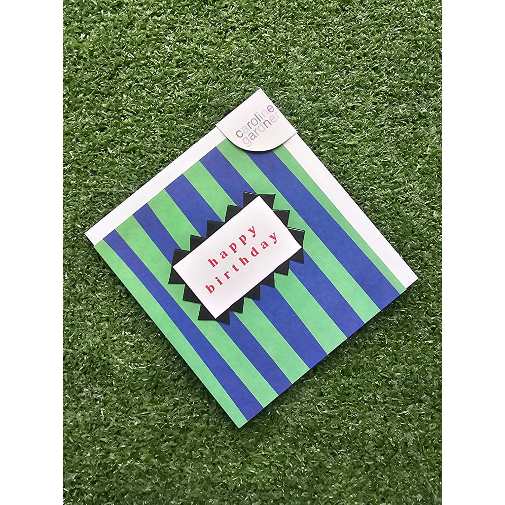 Happy Birthday Green And Blue Stripe Card
