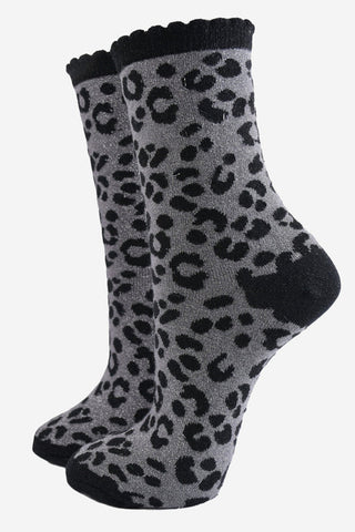 Glitter Leopard Print Socks - Various Colours