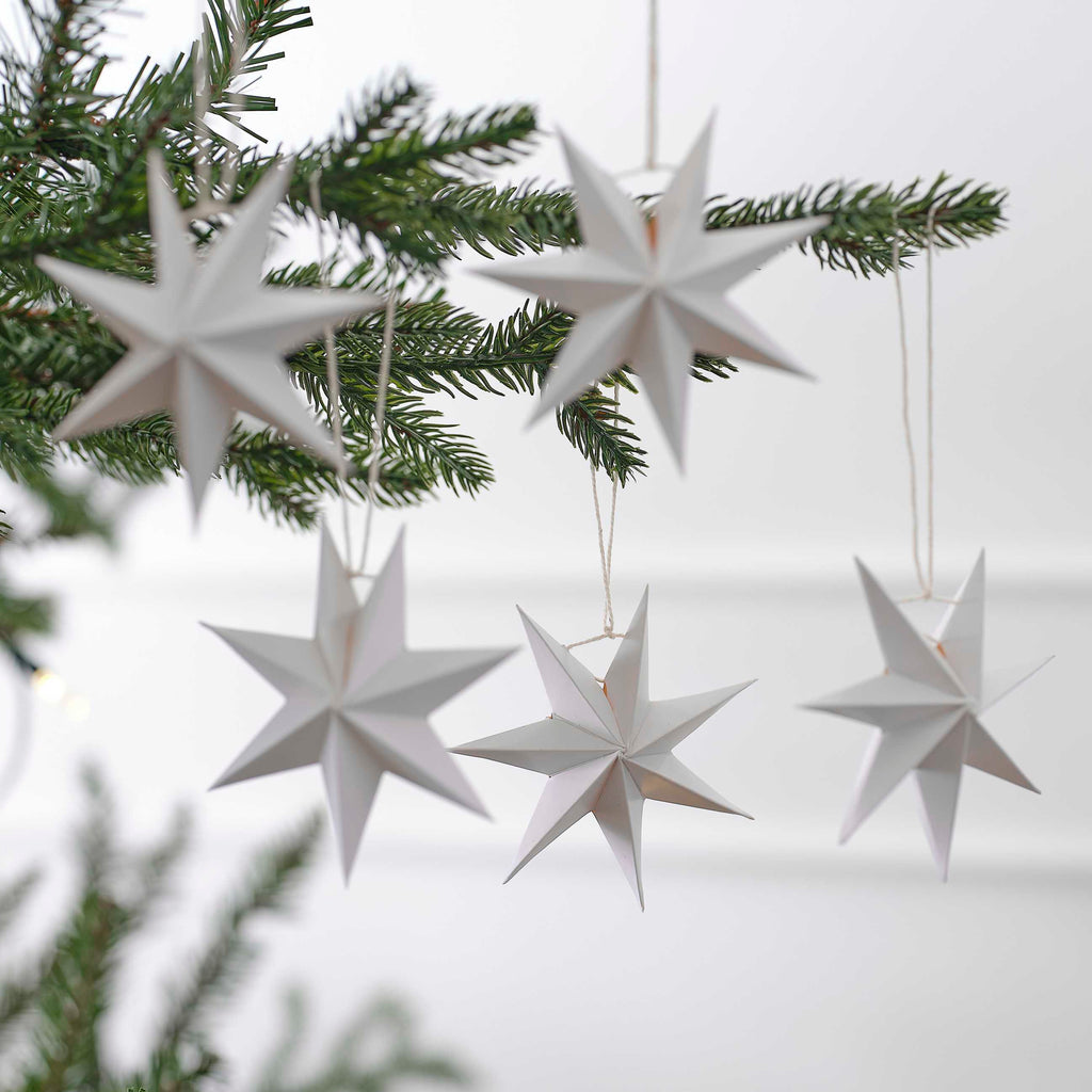 Set of 5 Paper Star Tree Hanging Decorations