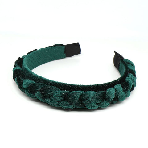 Emerald Green Velvet Plaited Headband