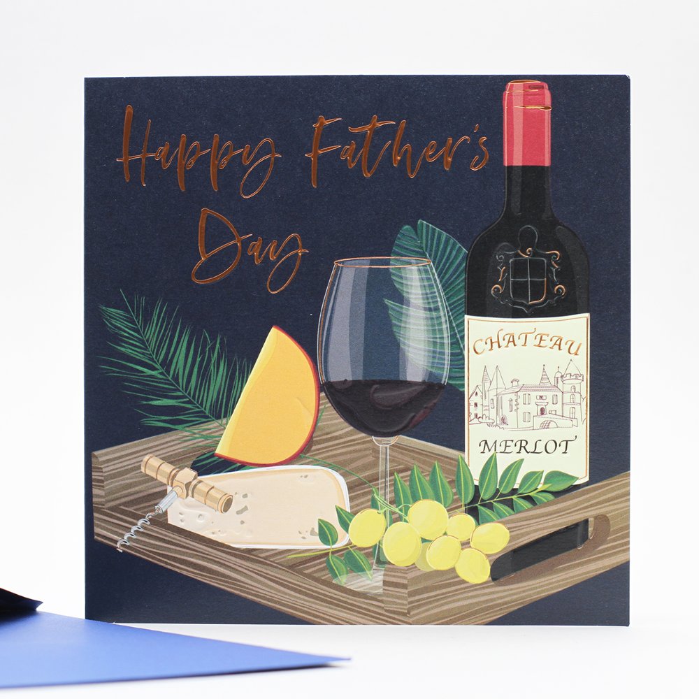 Happy Father's Day Card-Wine and Cheese