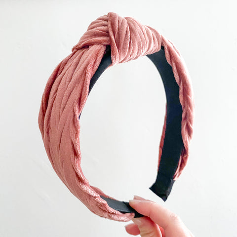 Dusky Pink Velvet Knotted Headband