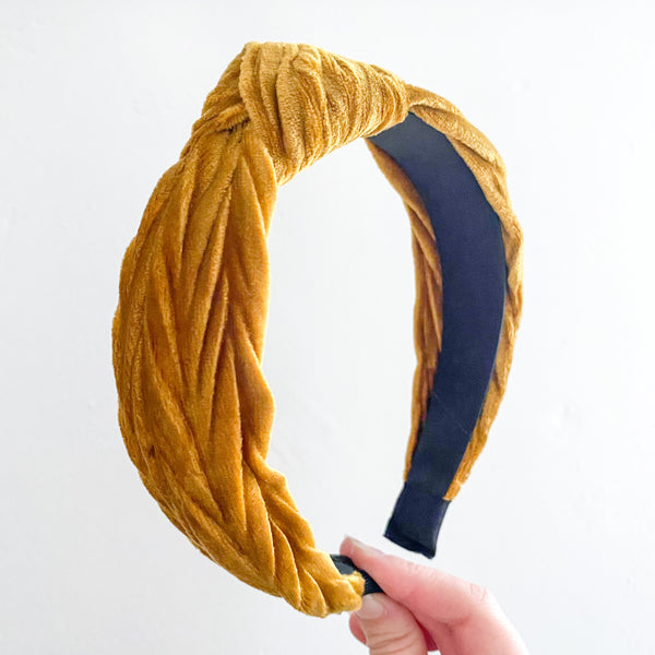 Velvet Beaded Knotted Headband main image 0