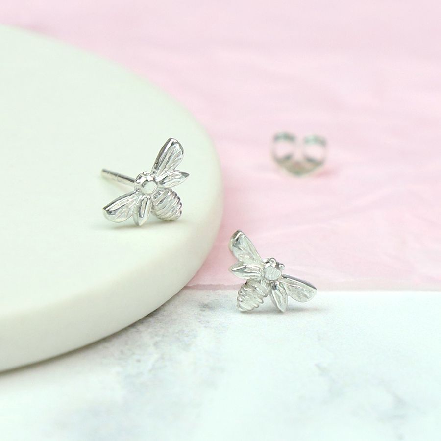 Sterling Silver Bee Stud Earrings
