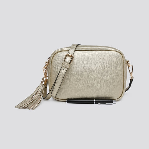 Crossbody Bag with Gold Detail & Tassle - Various Colours