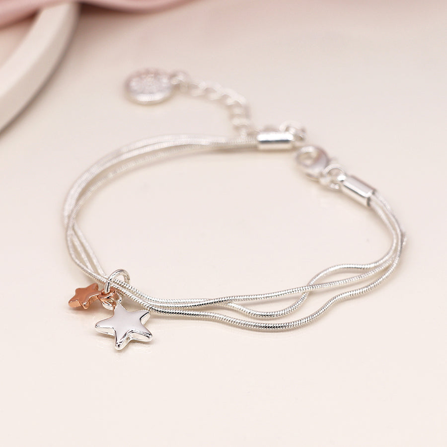 Triple Chain Bracelet with Stars