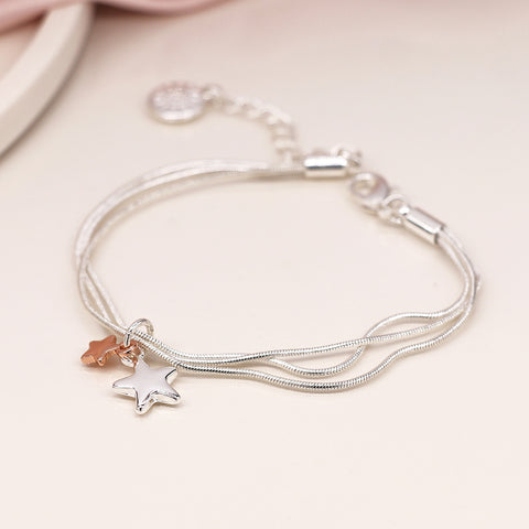 Triple Chain Bracelet with Stars