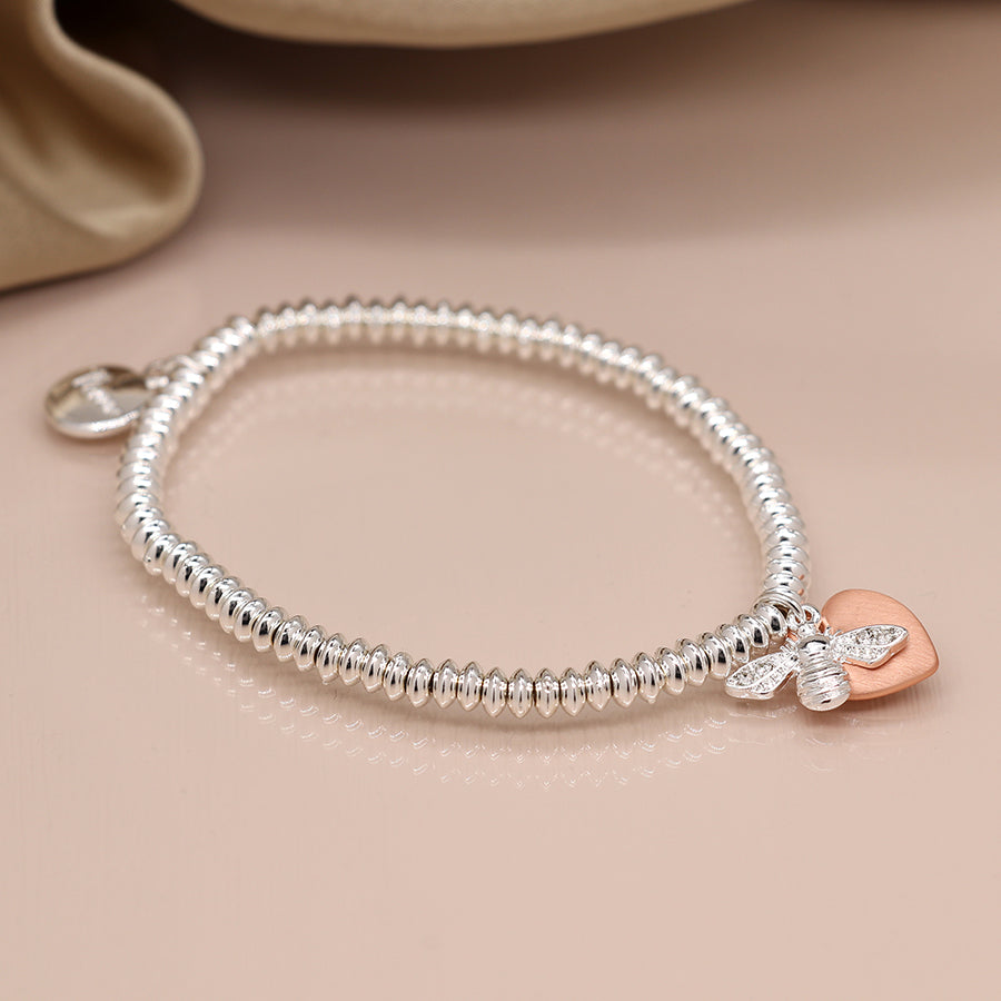 Bracelet with Rose Gold Heart and Bee