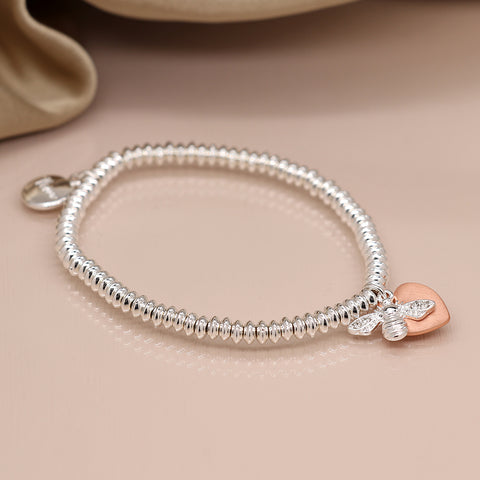 Bracelet with Rose Gold Heart and Bee