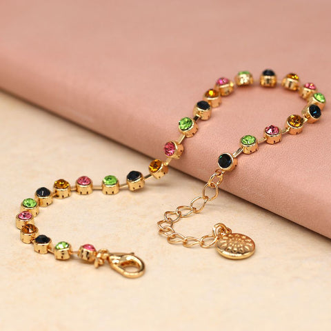 Pink & Green Crystal Link Bracelet