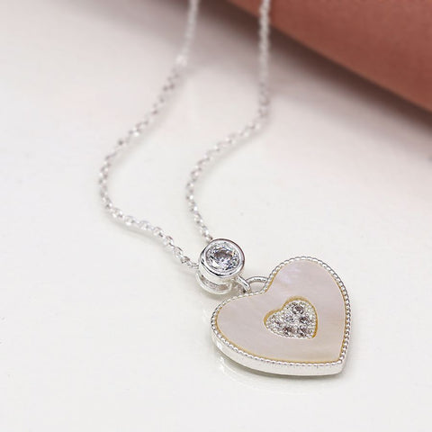 Silver Necklace With Heart Shaped Shell Pendant