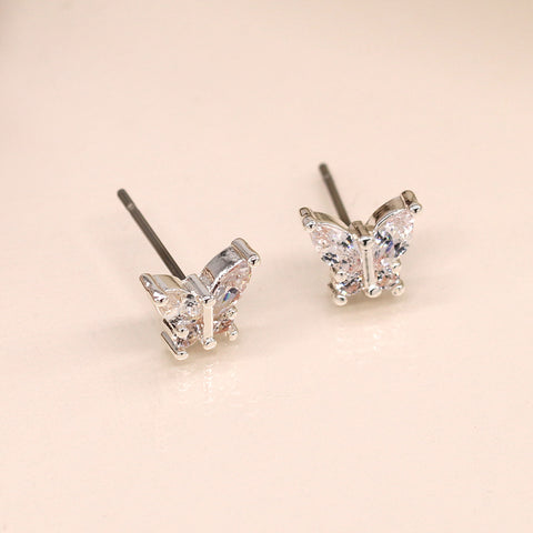 Silver Plated Crystal Butterfly Earrings