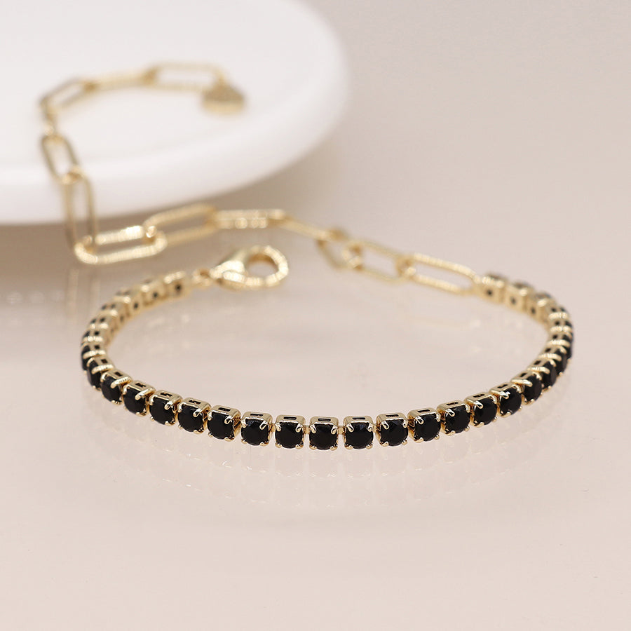 Golden Bracelet With Black Crystals