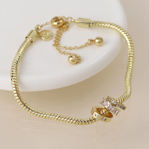 Golden Triple Mini Rings Slider Bracelet