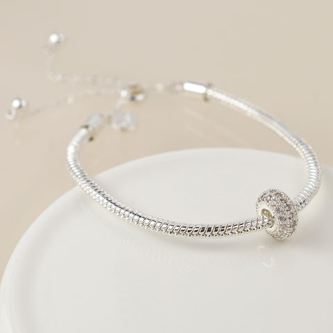 Silver Plated Pave crystal Hoop Bracelet