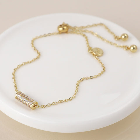 Golden Crystal Cylinder Bracelet