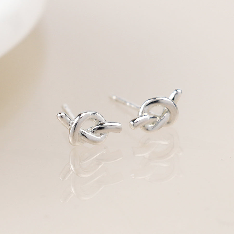 Silver Knot Stud Earrings