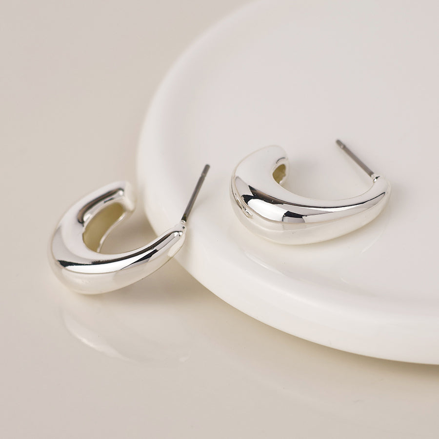 Silver Smooth Hoop Earrings