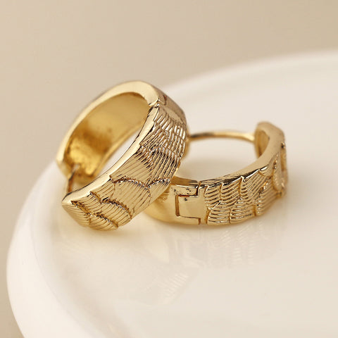 Scallop Embossed Hoop Earrings - Various Colours