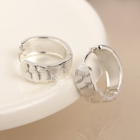 Scallop Embossed Hoop Earrings - Various Colours