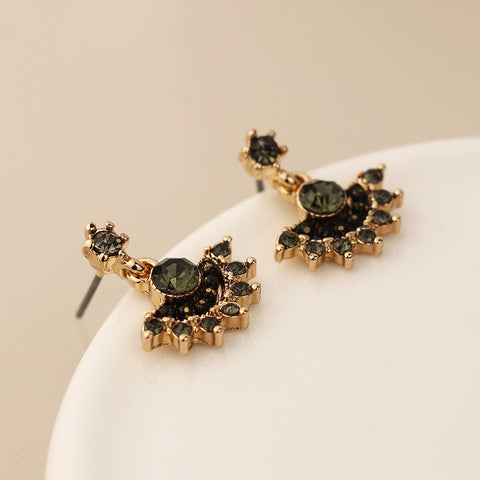 Black and Gold Fan Earrings