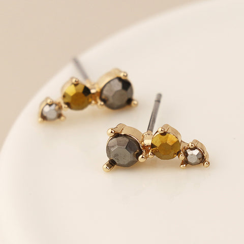 Triple Black Crystal Studs
