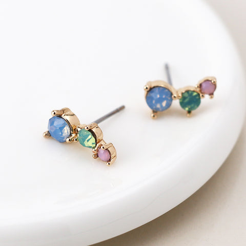 Triple Pastel Crystal Earrings