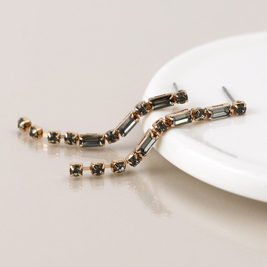 Smoky Grey Crystal Strand Earrings