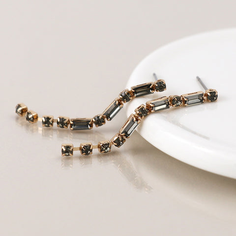 Smoky Grey Crystal Strand Earrings