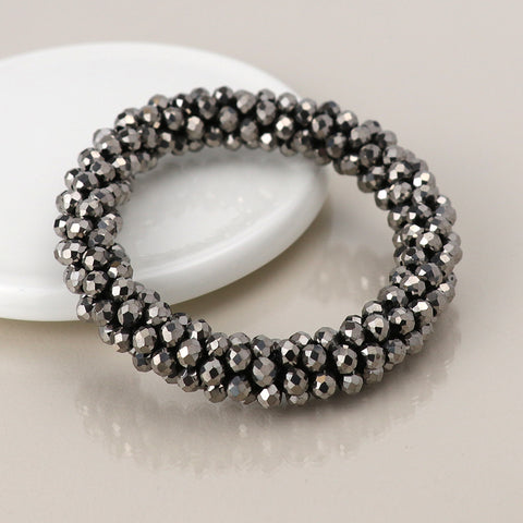 Metallic Faceted Bead Cluster Stretch Bracelet - Various Colours